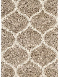Morocco BEIGE & OFF WHITE Retro Collection Plush Shag Rug Runner Rug - Image 2