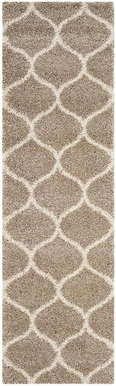 Morocco BEIGE & OFF WHITE Retro Collection Plush Shag Rug Runner Rug - Image 2