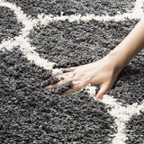 Morocco CHARCOAL & IVORY Retro Collection Plush Shag Rug - Image 2