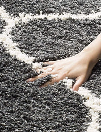 Morocco CHARCOAL & IVORY Retro Collection Plush Shag Rug - Image 2