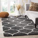 Morocco CHARCOAL & IVORY Retro Collection Plush Shag Rug - Image 4