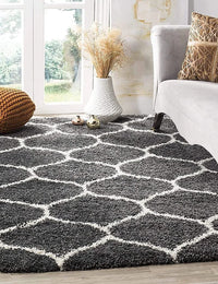 Morocco CHARCOAL & IVORY Retro Collection Plush Shag Rug - Image 7
