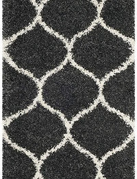 Morocco CHARCOAL & IVORY Retro Collection Plush Shag Rug - Image 8