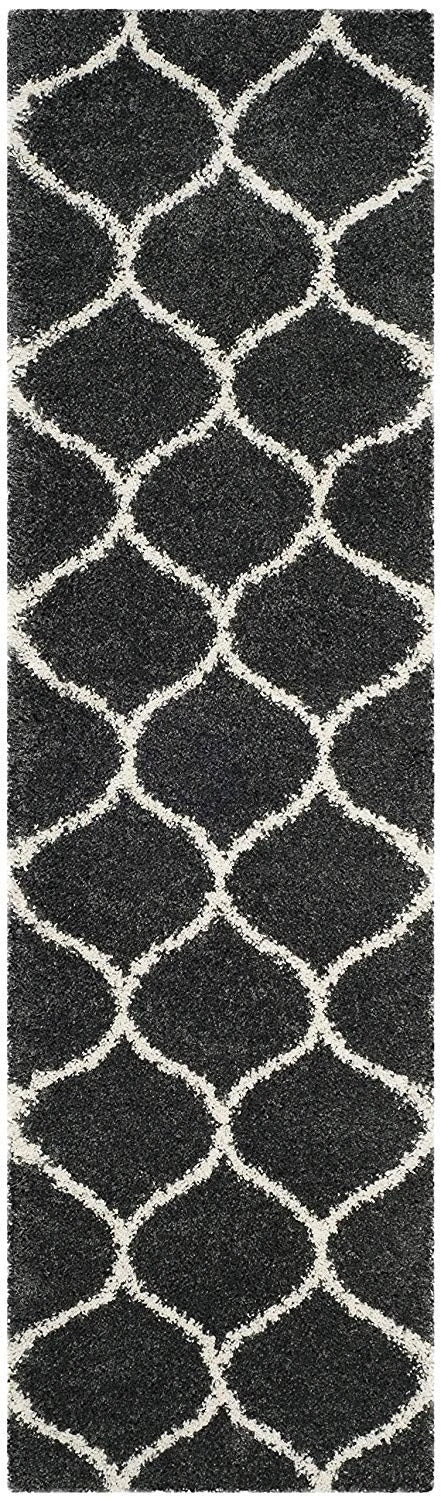 Morocco CHARCOAL & IVORY Retro Collection Plush Shag Rug - Image 8