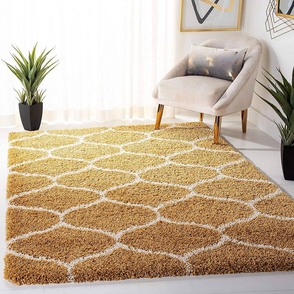 Morocco GOLD Retro Collection Plush Shag Rug - Image 1
