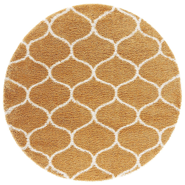 Morocco GOLD Retro Collection Plush Shag Rug Round Rug - Image 1