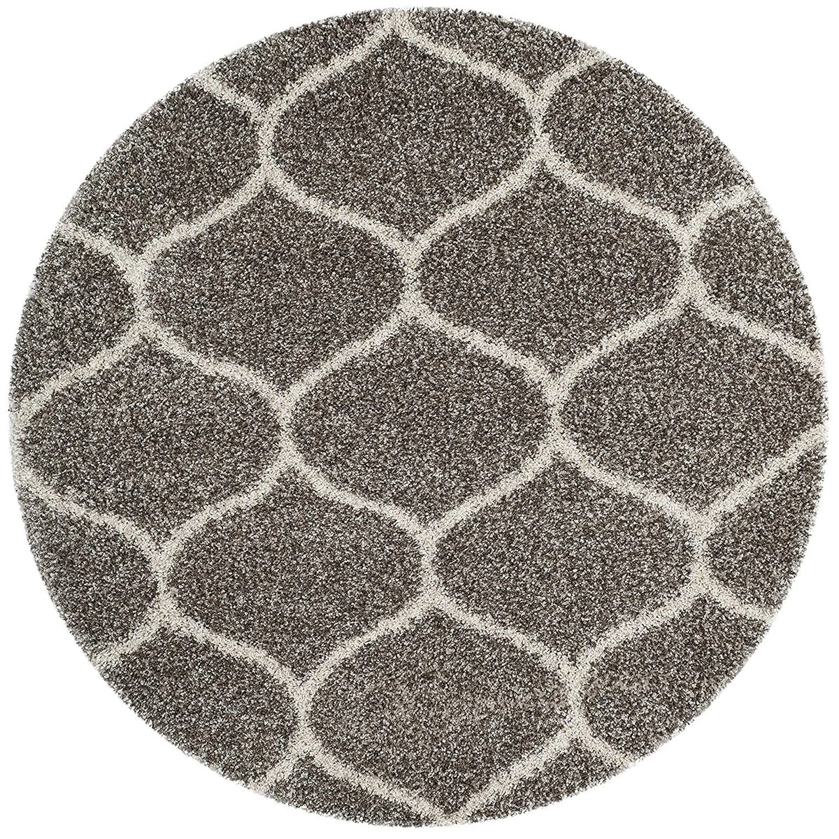 Morocco GREY MULTI Retro Collection Plush Shag Rug Round Rug - Image 1