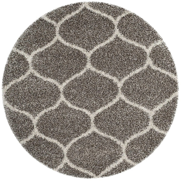 Morocco GREY MULTI Retro Collection Plush Shag Rug Round Rug - Image 1