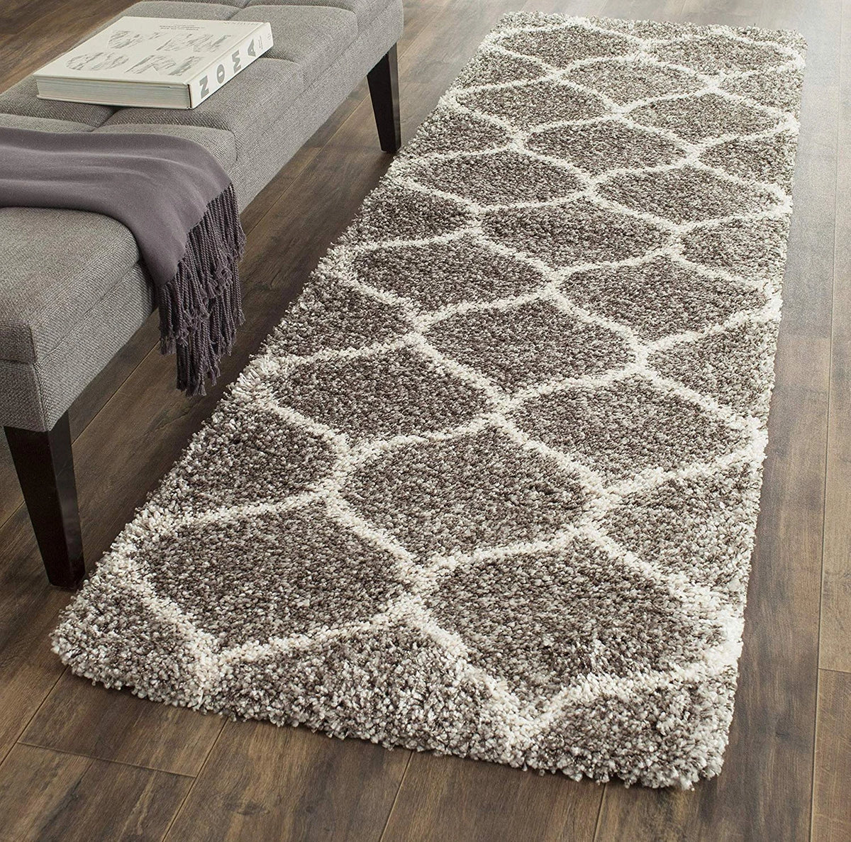 Morocco GREY MULTI Retro Collection Plush Shag Rug Runner Rug - Image 2