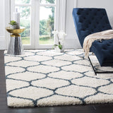 Morocco IVORY & BLUE Retro Collection Plush Shag Rug - Image 1