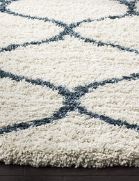 Morocco IVORY & BLUE Retro Collection Plush Shag Rug - Image 3