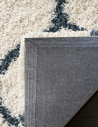 Morocco IVORY & BLUE Retro Collection Plush Shag Rug - Image 4