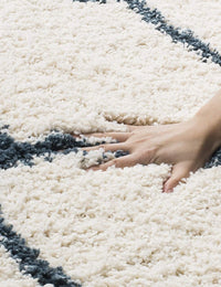 Morocco IVORY & BLUE Retro Collection Plush Shag Rug - Image 6