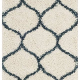 Morocco IVORY & BLUE Retro Collection Plush Shag Rug Runner Rug - Image 1