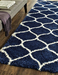 Morocco NAVY BLUE Retro Collection Plush Shag Rug - Image 2