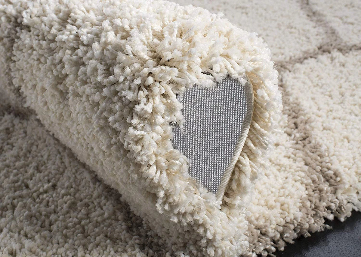 Morocco OFF IVORY & BEIGE Retro Collection Plush Shag Rug Round Rug - Image 5