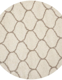 Morocco OFF IVORY & BEIGE Retro Collection Plush Shag Rug Round Rug - Image 7