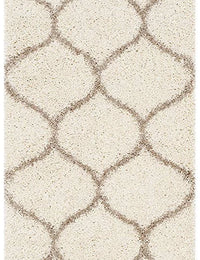Morocco OFF IVORY & BEIGE Retro Collection Plush Shag Rug Runner Rug - Image 2