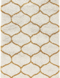 Morocco OFF IVORY & GOLD Retro Collection Plush Shag Rug - Image 4