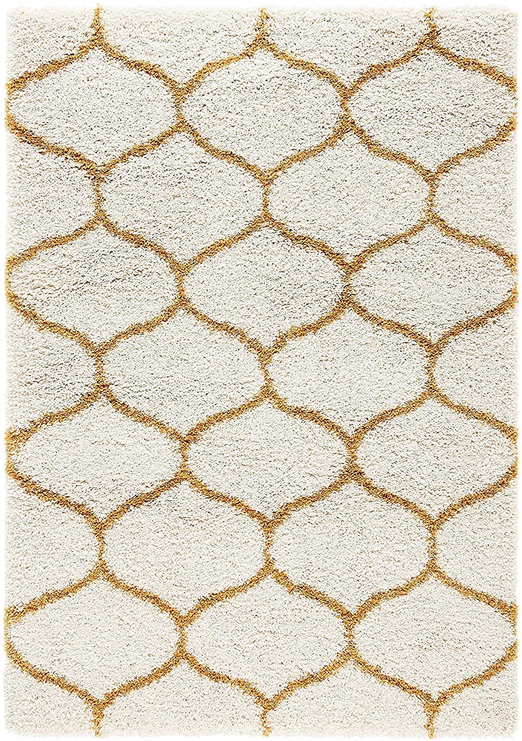 Morocco OFF IVORY & GOLD Retro Collection Plush Shag Rug - Image 4
