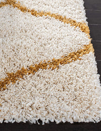 Morocco OFF IVORY & GOLD Retro Collection Plush Shag Rug - Image 5