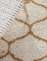 Morocco OFF IVORY & GOLD Retro Collection Plush Shag Rug - Image 7
