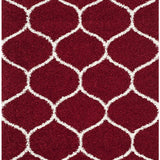 Morocco Red Ivory Retro Collection Plush Shag Rug - Image 3