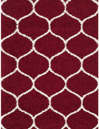 Morocco Red Ivory Retro Collection Plush Shag Rug - Image 3