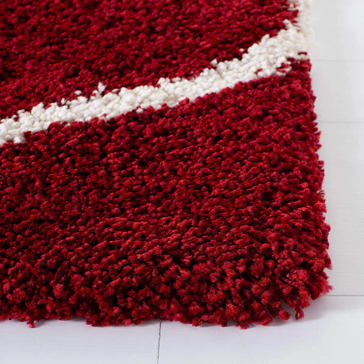 Morocco Red Ivory Retro Collection Plush Shag Rug - Image 5