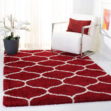 Morocco Red Ivory Retro Collection Plush Shag Rug - Image 6