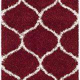 Morocco Red Ivory Retro Collection Plush Shag Rug Runner Rug - Image 1