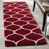 Morocco Red Ivory Retro Collection Plush Shag Rug Runner Rug - Image 2