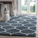 Morocco SLATE BLUE & IVORY Retro Collection Plush Shag Rug - Image 1