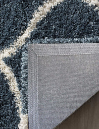 Morocco SLATE BLUE & IVORY Retro Collection Plush Shag Rug - Image 4