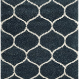 Morocco SLATE BLUE & IVORY Retro Collection Plush Shag Rug - Image 6