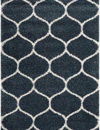 Morocco SLATE BLUE & IVORY Retro Collection Plush Shag Rug - Image 6