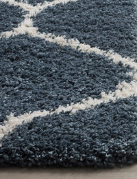 Morocco SLATE BLUE & IVORY Retro Collection Plush Shag Rug - Image 7