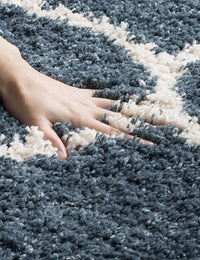 Morocco SLATE BLUE & IVORY Retro Collection Plush Shag Rug Round Rug - Image 3