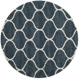 Morocco SLATE BLUE & IVORY Retro Collection Plush Shag Rug Round Rug - Image 5