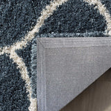 Morocco SLATE BLUE & IVORY Retro Collection Plush Shag Rug Round Rug - Image 6