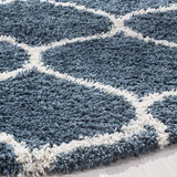 Morocco SLATE BLUE & IVORY Retro Collection Plush Shag Rug Round Rug - Image 7