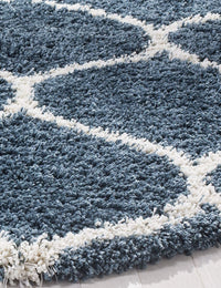 Morocco SLATE BLUE & IVORY Retro Collection Plush Shag Rug Round Rug - Image 7