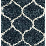 Morocco SLATE BLUE & IVORY Retro Collection Plush Shag Rug Runner Rug - Image 2