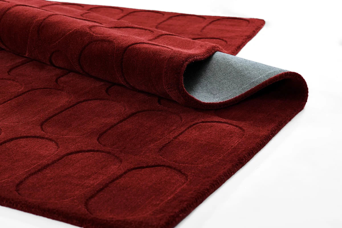 Morris Burgundy Geometric Hand-Tufted Wool Rug - Image 2
