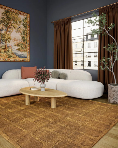 Morris Mustard Geometric Hand-Tufted Wool Rug - Image 1