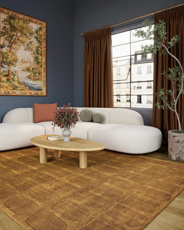 Morris Mustard Geometric Hand-Tufted Wool Rug - Image 1