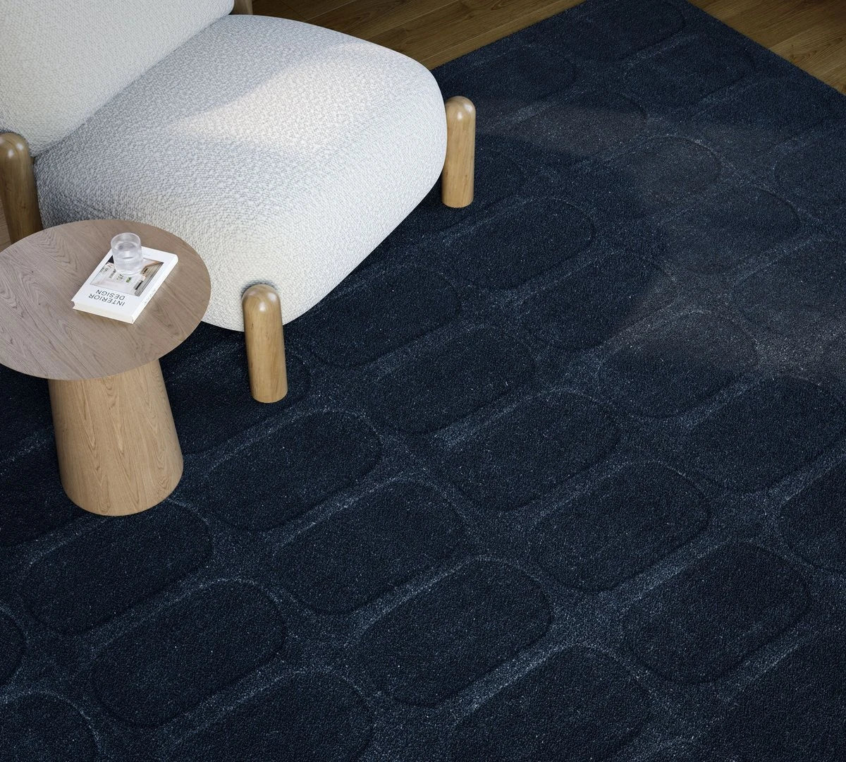 Morris Navy Geometric Hand-Tufted Wool Rug - Image 1