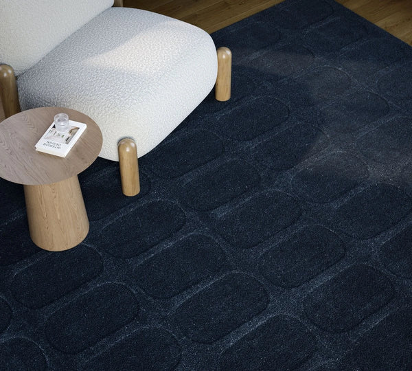 Morris Navy Geometric Hand-Tufted Wool Rug - Image 1