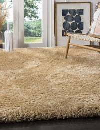 Mud Beige Solid Plush Shag Rug - Image 1