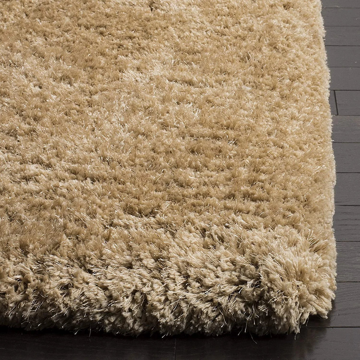 Mud Beige Solid Plush Shag Rug - Image 4